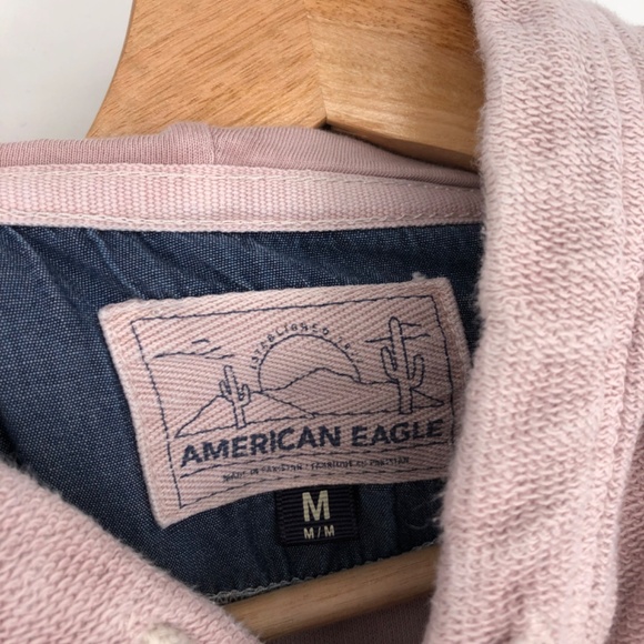 American Eagle Mens Hoodie Size Medium Pink Fade Sweatshirt Pockets Thick Knit - Picture 4 of 14